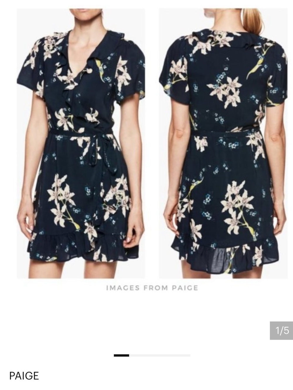 PAIGE Navy Floral Wrap Mini Dress